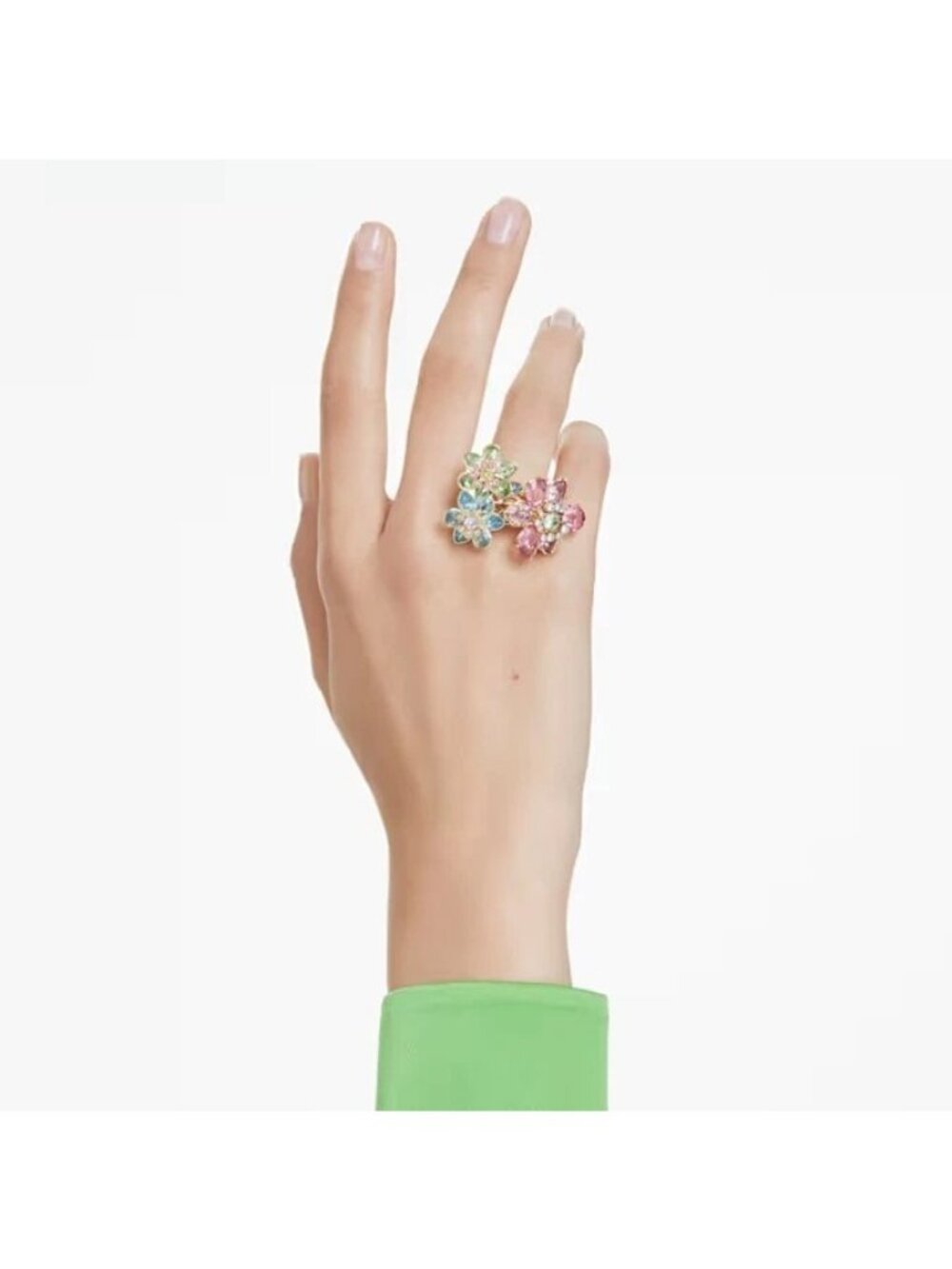 Swarovski Idyllia Flower Ring Multicolor Gold Tone Size 55 7 NIB - Picture 4 of 4